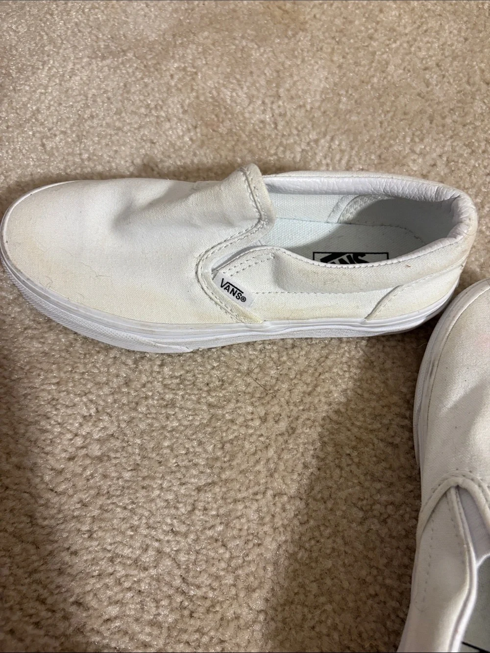 Vans Kids White Canvas Slip-On Sneakers